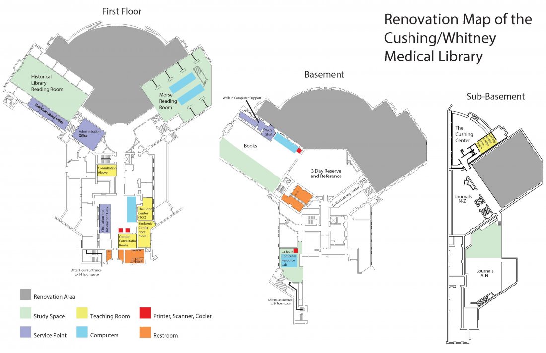 Map of the library during renovations