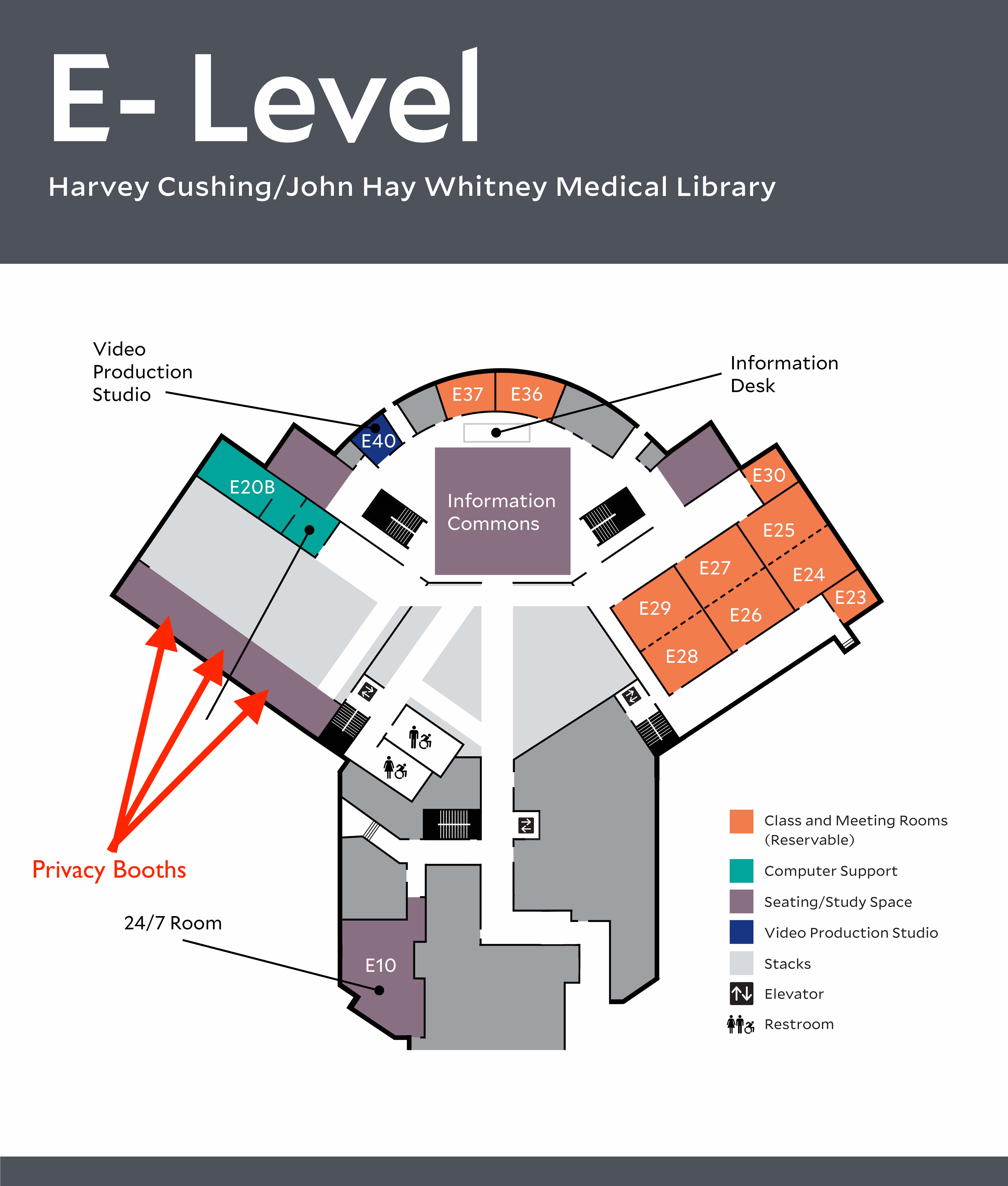 e-level map showing privacy booth location