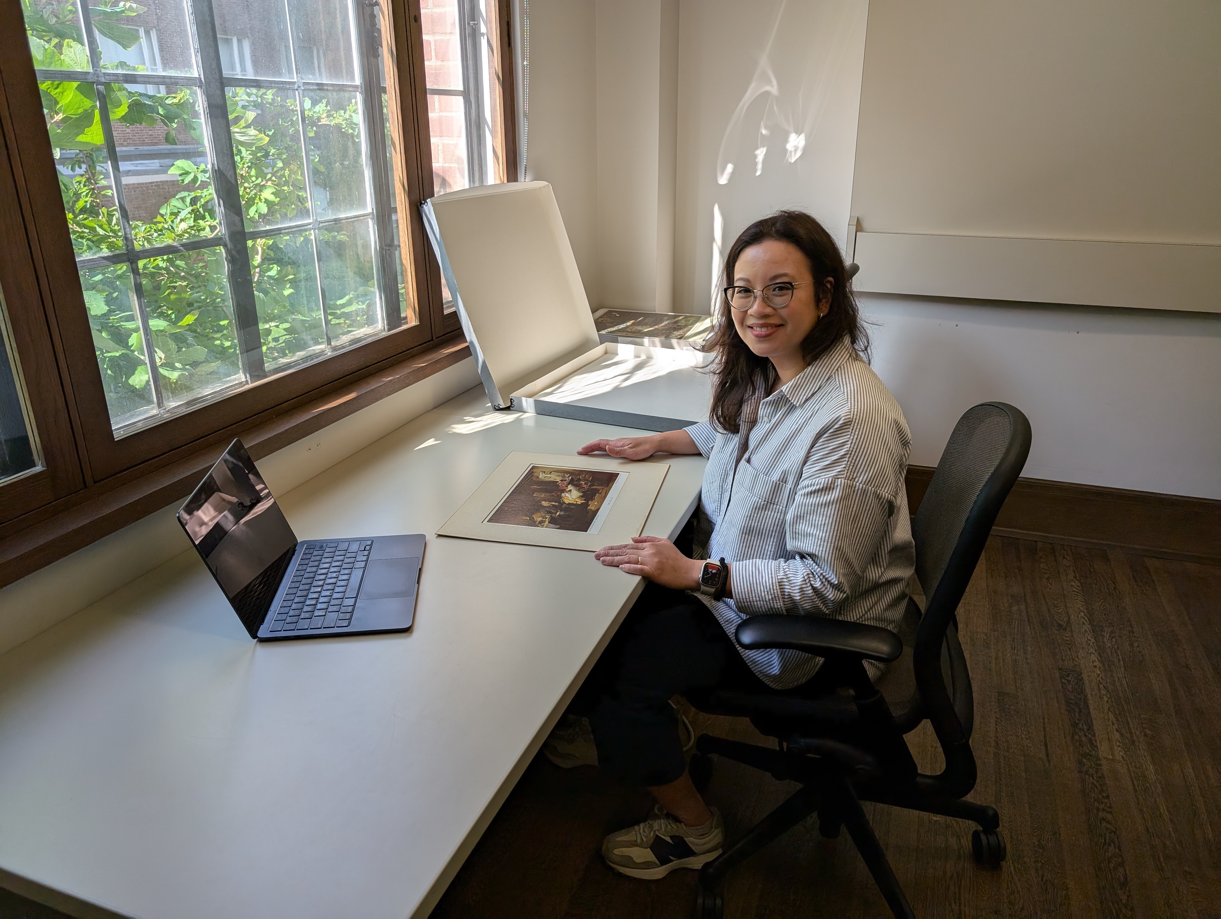 Hannah Darvin in the historical library research lab