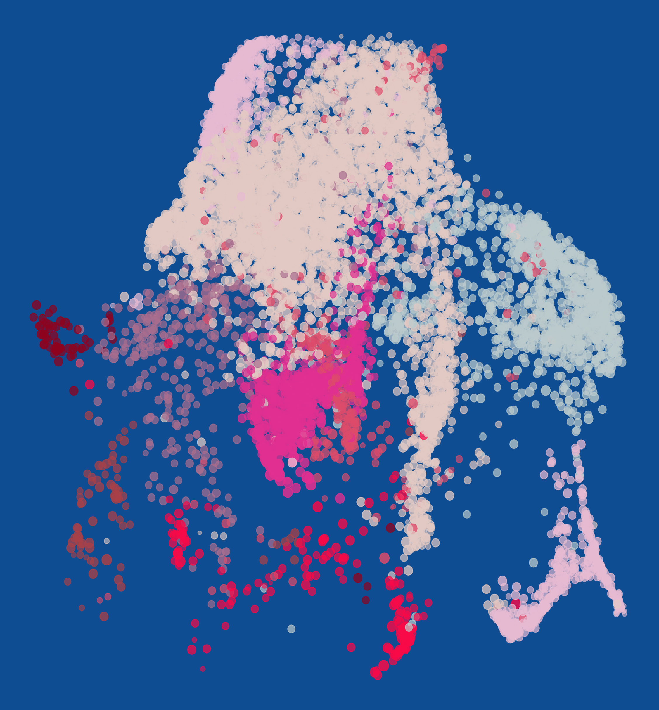 abstract pink data points on a blue background