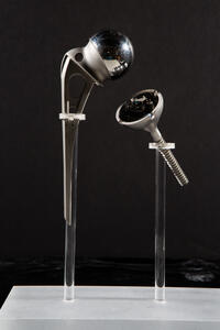 steel hip replacement items showing steel ball and steel socket