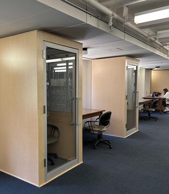 three privacy booths available on the medical library e-level