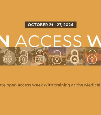 An orange image showing the text "open access week" with a lot of images of unlocked locks