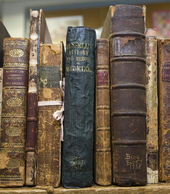 a collection of old books