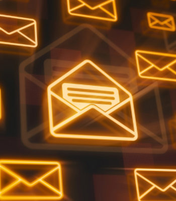 illuminated icons of envelopes symbolizing emails