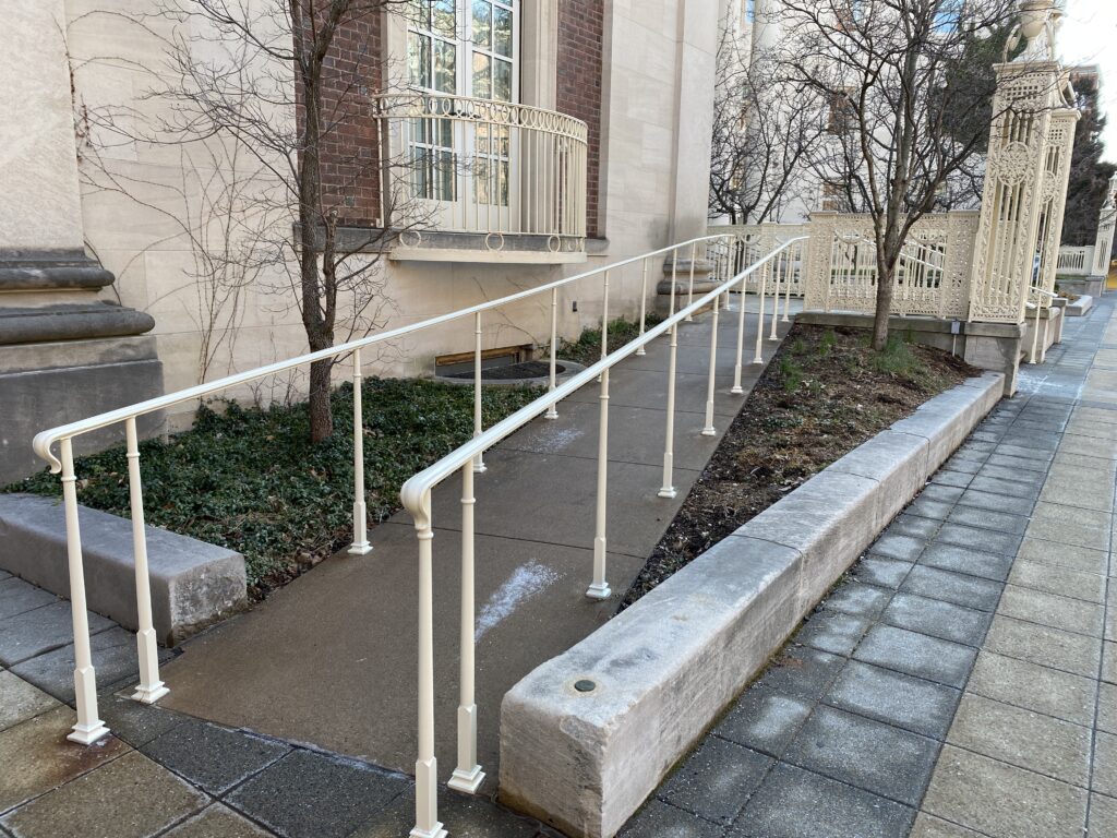 a ramp outside the school of medicine building