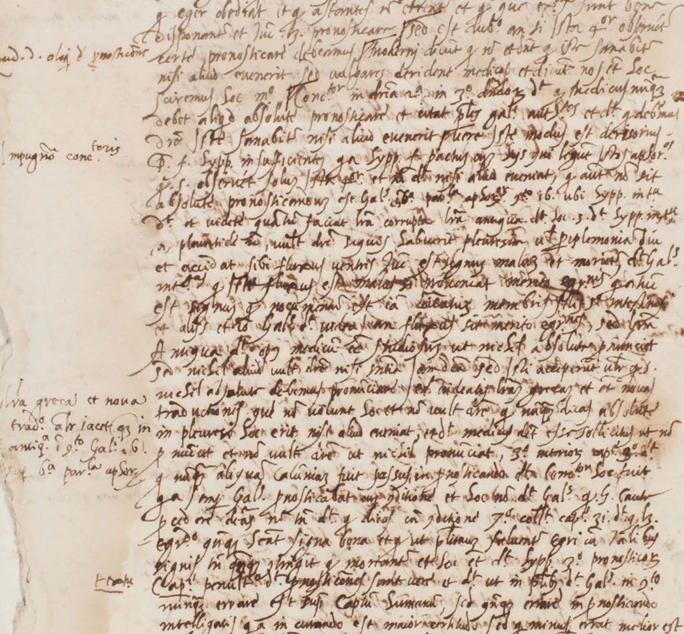 Manuscript, on paper, in unidentified hand, containing a series of lectures on Hippocrates and Galen, numbered 1-103, delivered by Matteo Corti at Padua